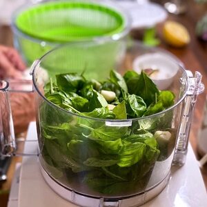 Basil in Food Processor